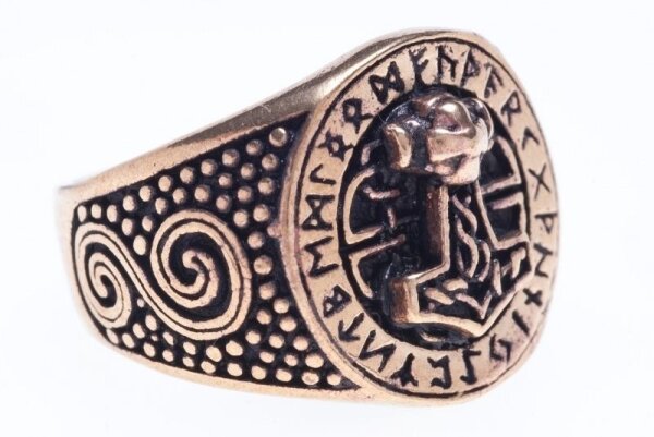 Donar Futhark Thorhammer Ring mit Runen