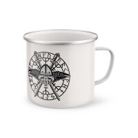 Emaille Becher Odins Raben Kompass Tasse Outdoor