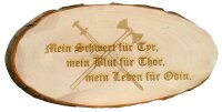 Schwert und Axt Holzrindenscheibe