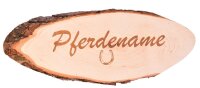 Boxenschild Pferde Holzrindenscheibe Wunschname Stalltafel