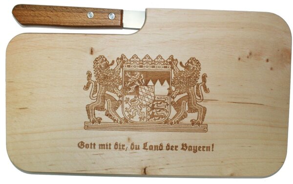 Gott mit dir, du Land der Bayern! Bayernwappen Brotzeitbrett