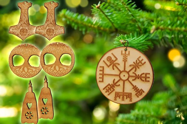 8er Pack gemischt Weihnachtsbaumschmuck Julfest Set 2