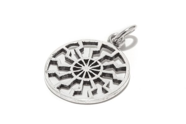 Schmuck-Anh&auml;nger SCHWARZE SONNE &Oslash; 2 cm Amulett Silber