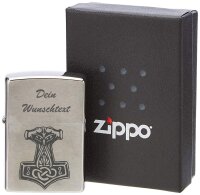 ZIPPO Sturmfeuerzeug Thorhammer mit WunschText oder Namen