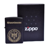 ZIPPO Sturmfeuerzeug schwarz Gott mit uns mit oder ohne...