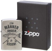 ZIPPO Sturmfeuerzeug Echte M&auml;nner Angeln ihr essen...
